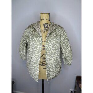 Lafayette 148 New York Size Small 3 Snap Buttons Green Leapard Print Blazer/Jack